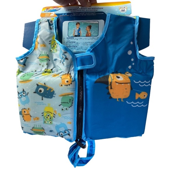 NWT SwimWays Monster Print Swim Vest Ages 2-4 Swim Step 2 Life Jacket - Picture 6 of 7